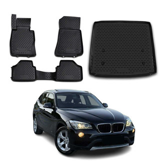 OMAC® - Classic 1st, 2nd Row & Cargo Black Floor Mat and Cargo Liner Set
