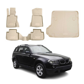 OMAC® - Classic 1st, 2nd Row & Cargo Beige Floor Mat and Cargo Liner Set