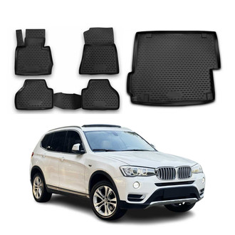 OMAC® - Classic 1st, 2nd Row & Cargo Black Floor Mat and Cargo Liner Set