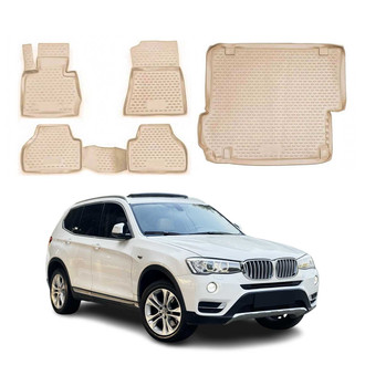 OMAC® - Classic 1st, 2nd Row & Cargo Beige Floor Mat and Cargo Liner Set