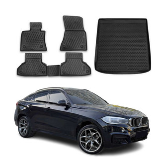 OMAC® - Classic 1st, 2nd Row & Cargo Black Floor Mat and Cargo Liner Set
