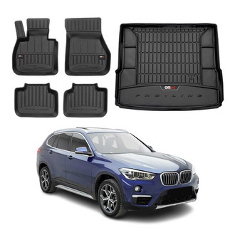 OMAC® - Premium 1st, 2nd Row & Cargo Black Floor Mat and Cargo Liner Set