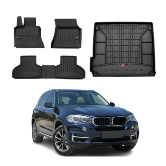 OMAC® - Premium 1st, 2nd Row & Cargo Black Floor Mat and Cargo Liner Set