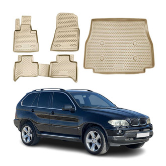 OMAC® - Classic 1st, 2nd Row & Cargo Beige Floor Mat and Cargo Liner Set