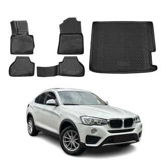 OMAC® - Classic 1st, 2nd Row & Cargo Black Floor Mat and Cargo Liner Set