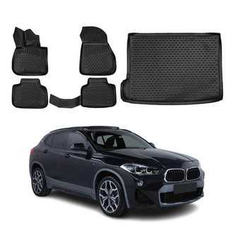 OMAC® - Classic 1st, 2nd Row & Cargo Black Floor Mat and Cargo Liner Set