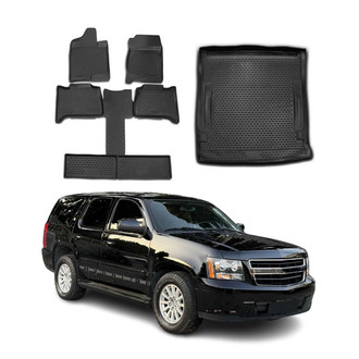 OMAC® - Classic 1st, 2nd Row & Cargo Black Floor Mat and Cargo Liner Set