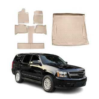 OMAC® - Classic 1st, 2nd Row & Cargo Beige Floor Mat and Cargo Liner Set