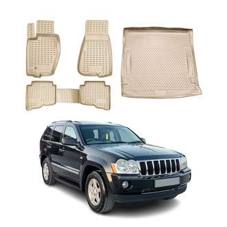 OMAC® - Classic 1st, 2nd Row & Cargo Beige Floor Mat and Cargo Liner Set