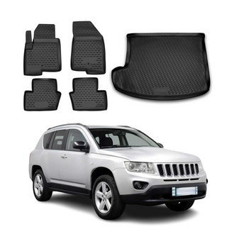 OMAC® - Classic 1st, 2nd Row & Cargo Black Floor Mat and Cargo Liner Set