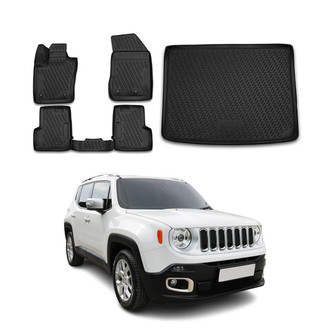 OMAC® - Classic 1st, 2nd Row & Cargo Black Floor Mat and Cargo Liner Set