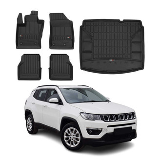 OMAC® - Premium 1st, 2nd Row & Cargo Black Floor Mat and Cargo Liner Set