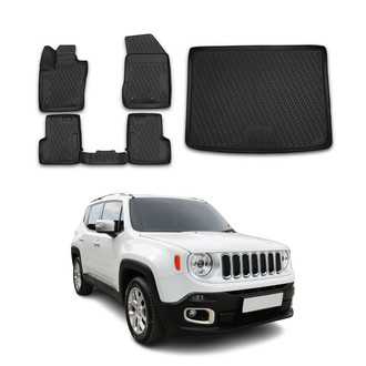 OMAC® - Classic 1st, 2nd Row & Cargo Black Floor Mat and Cargo Liner Set
