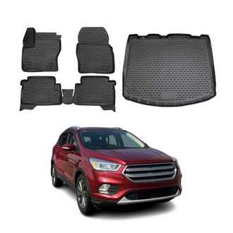 OMAC® - Classic 1st, 2nd Row & Cargo Black Floor Mat and Cargo Liner Set