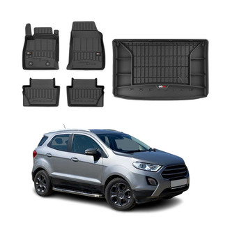 OMAC® - Premium 1st, 2nd Row & Cargo Black Floor Mat and Upper Cargo Liner Set