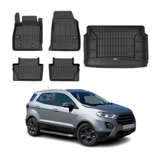 OMAC® - Premium 1st, 2nd Row & Cargo Black Floor Mat and Cargo Liner Set
