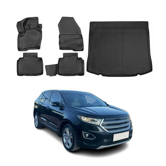 OMAC® - Classic 1st, 2nd Row & Cargo Black Floor Mat and Cargo Liner Set