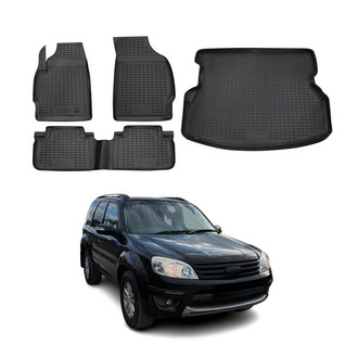 OMAC® - Classic 1st, 2nd Row & Cargo Black Floor Mat and Cargo Liner Set