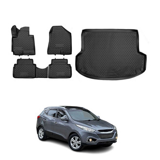 OMAC® - Classic 1st, 2nd Row & Cargo Black Floor Mat and Cargo Liner Set