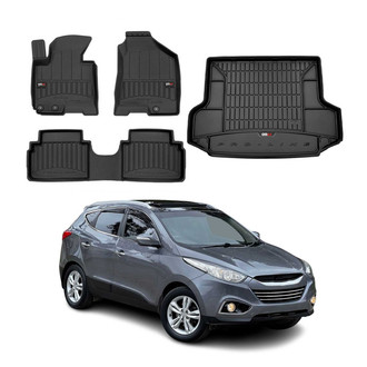 OMAC® - Premium 1st, 2nd Row & Cargo Black Floor Mat and Cargo Liner Set