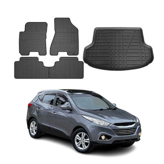 OMAC® - Classic 1st, 2nd Row & Cargo Black Floor Mat and Cargo Liner Set