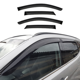 OMAC® - Tape-On Black Smoke Front and Rear Tape-On Window Visor Vent Rain Guard Deflector