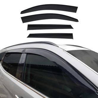 OMAC® - Tape-On Black Smoke Front and Rear Tape-On Window Visor Vent Rain Guard Deflector