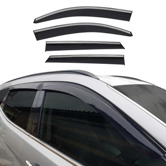 OMAC® - Tape-On Black Smoke Front and Rear Tape-On Window Visor Vent Rain Guard Deflector