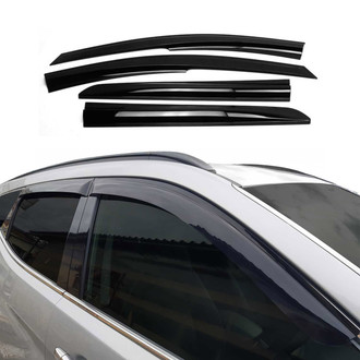 OMAC® - Tape-On Black Smoke Front and Rear Tape-On Window Visor Vent Rain Guard Deflector