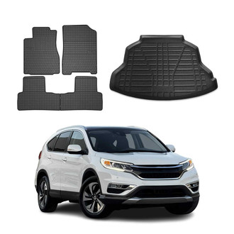 OMAC® - Classic 1st, 2nd Row & Cargo Black Floor Mat and Cargo Liner Set