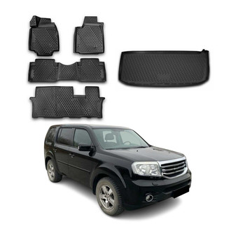 OMAC® - Classic 1st, 2nd Row & Cargo Black Floor Mat and Cargo Liner Set