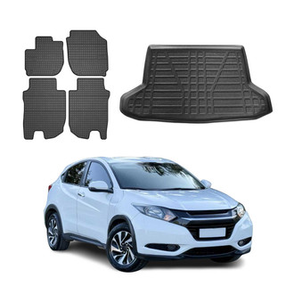 OMAC® - Classic 1st, 2nd Row & Cargo Black Floor Mat and Cargo Liner Set