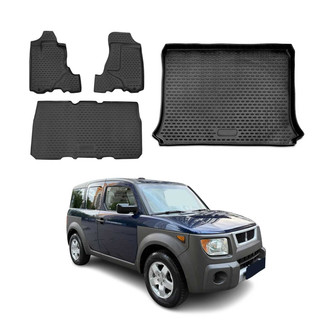 OMAC® - Classic 1st, 2nd Row & Cargo Black Floor Mat and Cargo Liner Set
