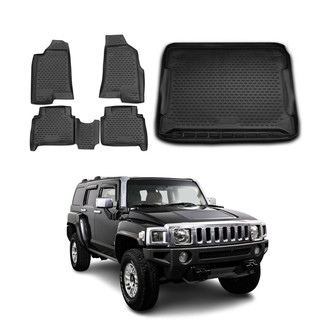 OMAC® - Classic 1st, 2nd Row & Cargo Black Floor Mat and Cargo Liner Set