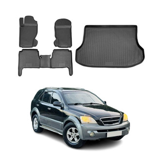 OMAC® - Classic 1st, 2nd Row & Cargo Black Floor Mat and Cargo Liner Set