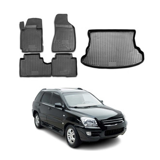 OMAC® - Classic 1st, 2nd Row & Cargo Black Floor Mat and Cargo Liner Set