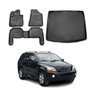OMAC® - Classic 1st, 2nd Row & Cargo Black Floor Mat and Cargo Liner Set