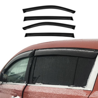 OMAC® - Tape-On Black Smoke Front and Rear Tape-On Window Visor Vent Rain Guard Deflector