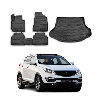 OMAC® - Classic 1st, 2nd Row & Cargo Black Floor Mat and Cargo Liner Set