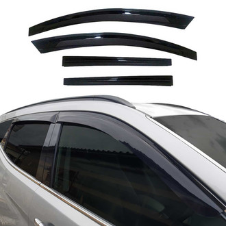 OMAC® - Tape-On Black Smoke Front and Rear Tape-On Window Visor Vent Rain Guard Deflector