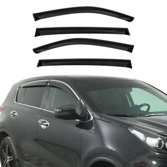 OMAC® - Tape-On Black Smoke Front and Rear Tape-On Window Visor Vent Rain Guard Deflector