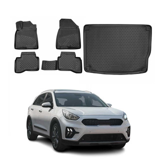OMAC® - Classic 1st, 2nd Row & Cargo Black Floor Mat and Cargo Liner Set