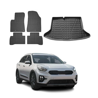 OMAC® - Classic 1st, 2nd Row & Cargo Black Floor Mat and Cargo Liner Set