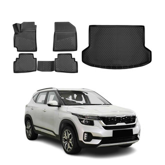 OMAC® - Classic 1st, 2nd Row & Cargo Black Floor Mat and Cargo Liner Set