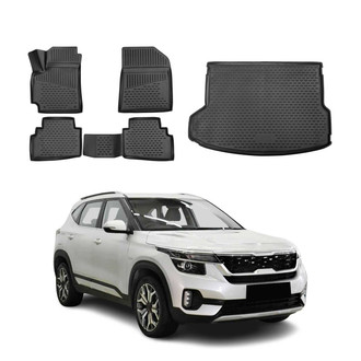 OMAC® - Classic 1st, 2nd Row & Cargo Black Floor Mat and Cargo Liner Set