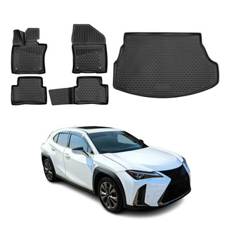 OMAC® - Classic 1st, 2nd Row & Cargo Black Floor Mat and Cargo Liner Set
