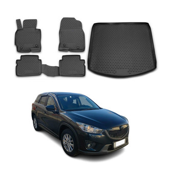 OMAC® - Classic 1st, 2nd Row & Cargo Black Floor Mat and Cargo Liner Set