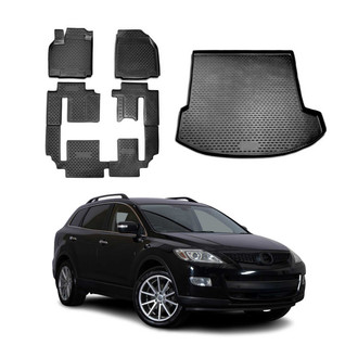 OMAC® - Classic 1st, 2nd Row & Cargo Black Floor Mat and Cargo Liner Set