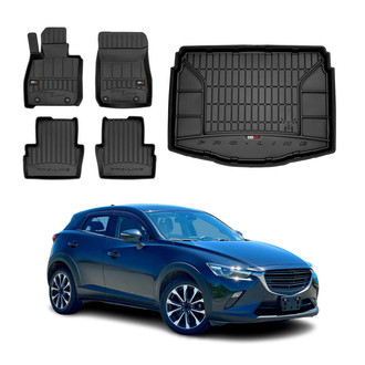 OMAC® - Premium 1st, 2nd Row & Cargo Black Floor Mat and Cargo Liner Set