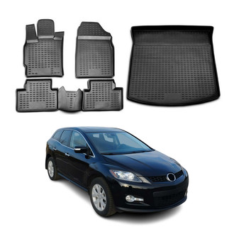 OMAC® - Classic 1st, 2nd Row & Cargo Black Floor Mat and Cargo Liner Set